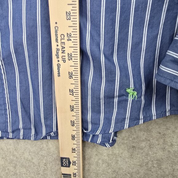 Abercrombie & Fitch Blue White Striped Long-Sleeve Button-Down Shirt Muscle Fit - Picture 6 of 6